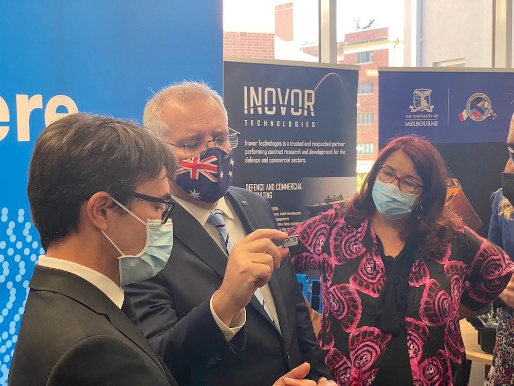 Prime Minister Scott Morrison meets with CEO of Myriota Dr Alex Grant