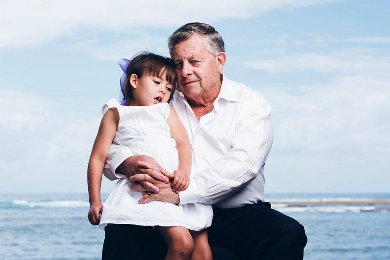 Ecofibre chairman Barry Lambert with his granddaughter