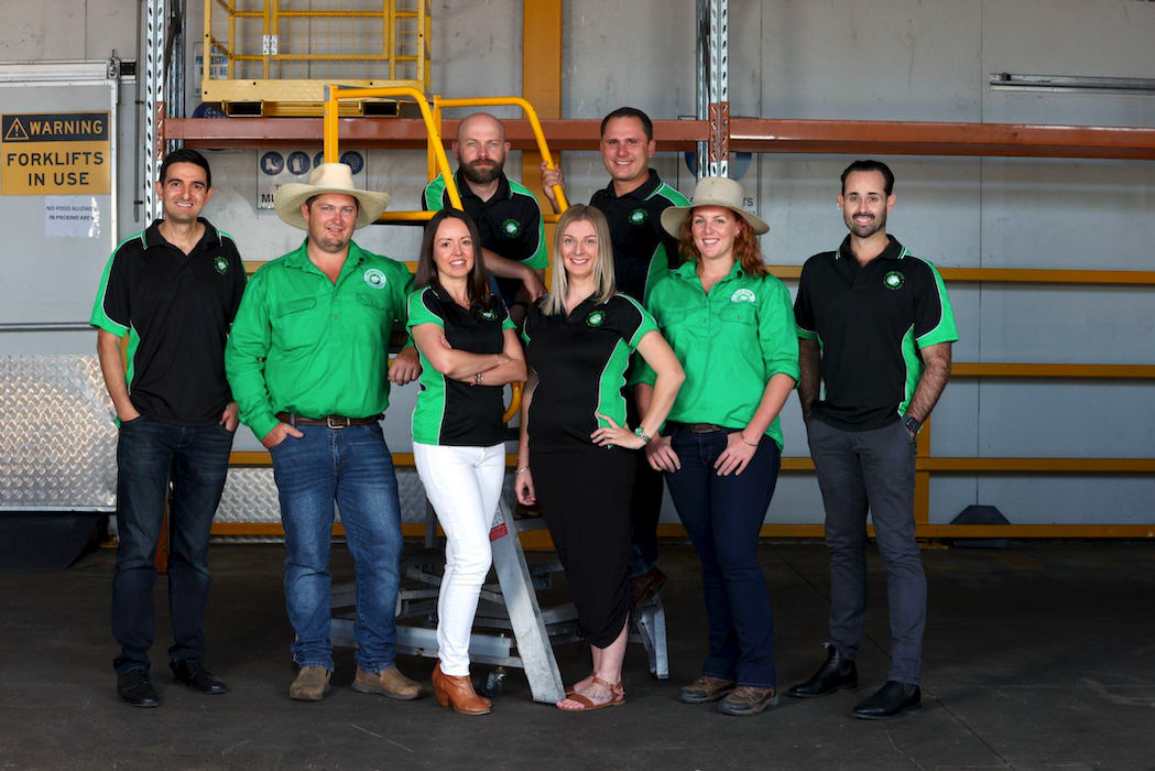 (L-R) Our Cow Chairman Robert Coorey, Co-founder Dave McGiveron, Chief Procurement Officer Lyana Laborde, Chief Technology Officer Vladimir Managarov, Operations Manager Caitlin Martin, Chief Financial Officer Nicolas Rollinson, Co-founder Bianca Tarrant and Chief Marketing Officer Phil Parker.