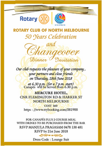 Club Raid - Rotary Club of North Melbourne Changover Dinner