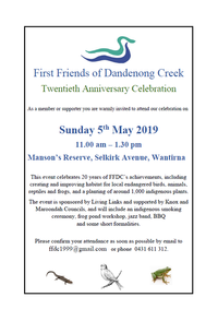 First Friends of Dandenong Creek 20th Anniversary Celebration