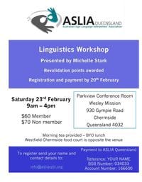 ASLIA Queensland Linguistics Workshop