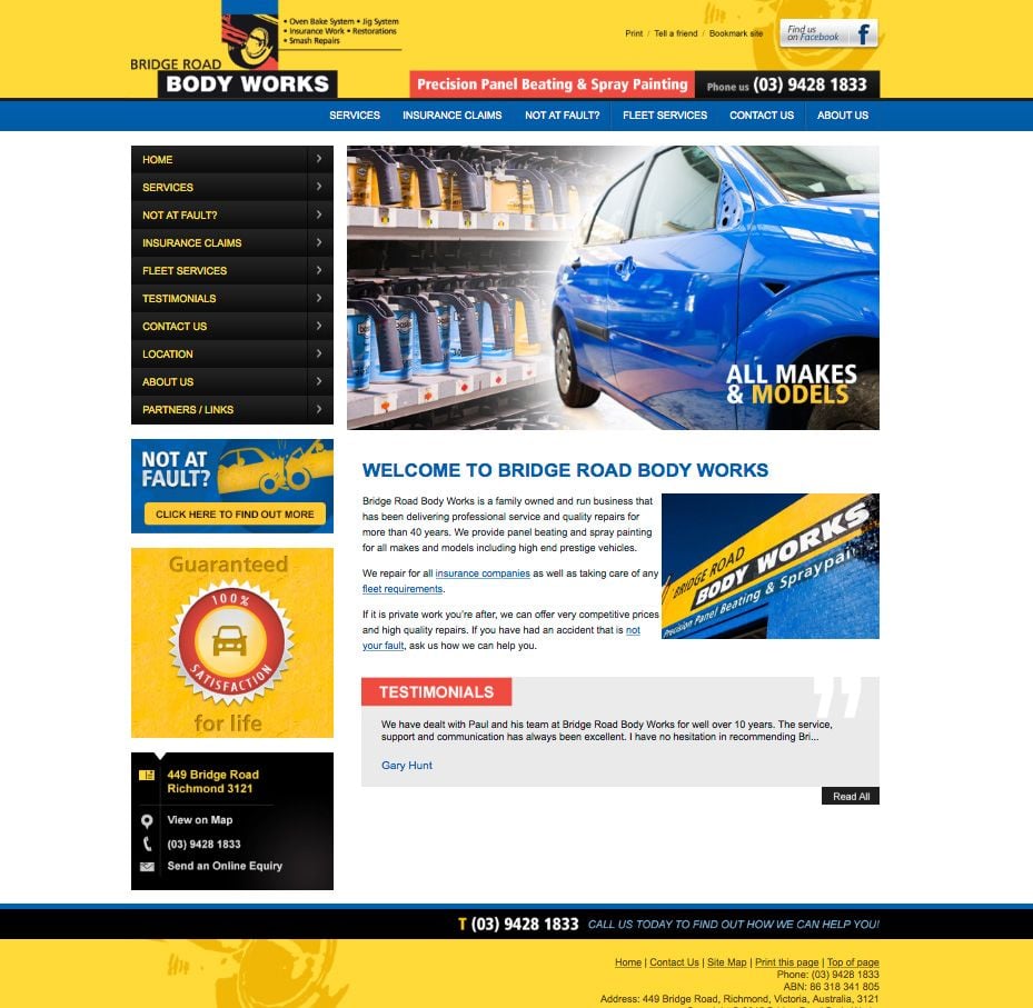 Recent Work: Bridge Road Body Works Website