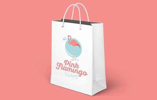 Recent Work: Pink Flamingo Soaps - Bag Label