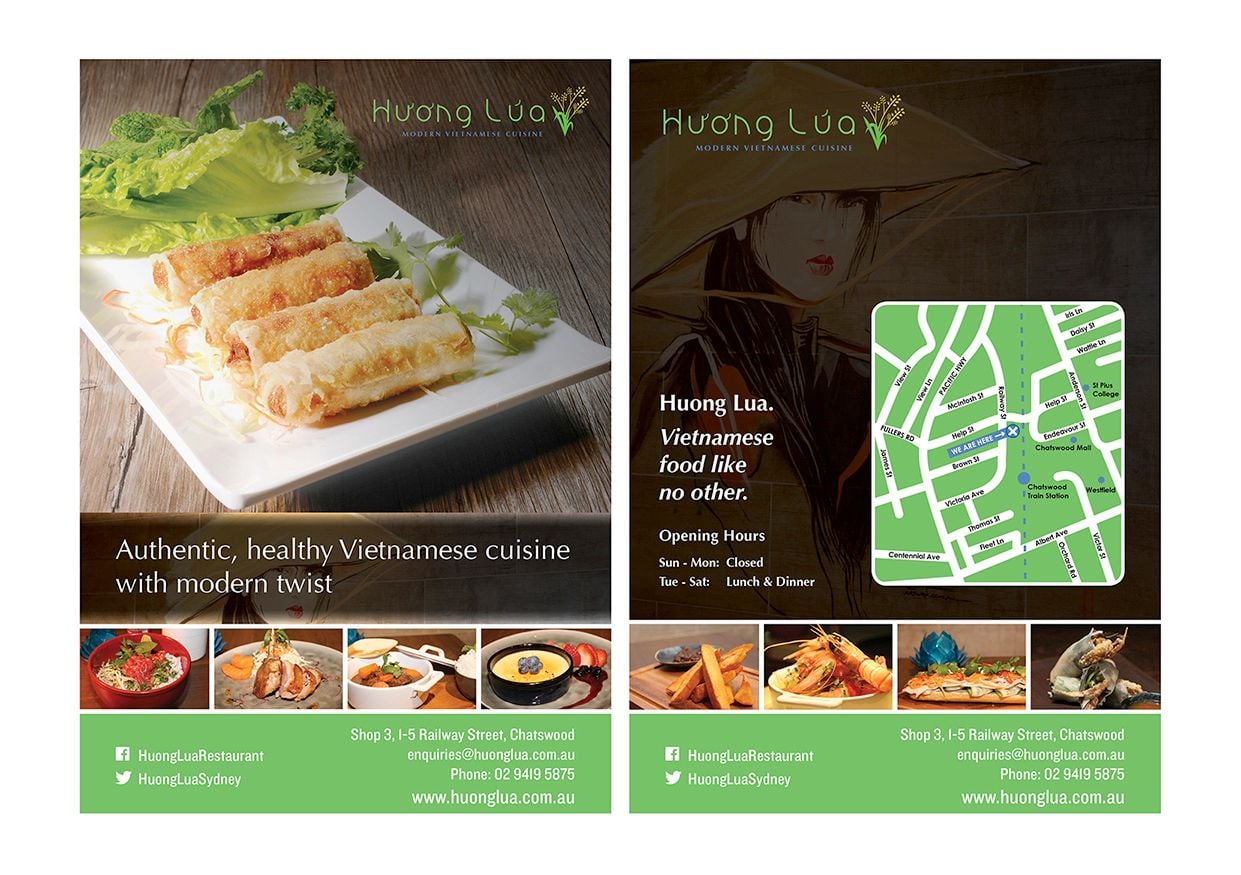 Recent Work: Huong Lua A5 Flyer and Map