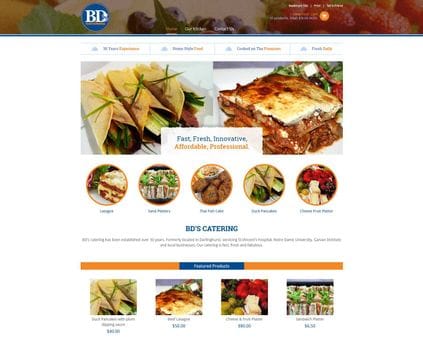 Recent Work: BD's catering website.