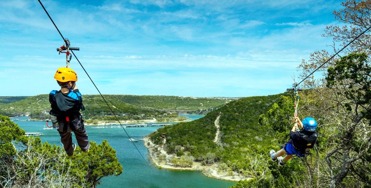 Zip Lining Lake Travis