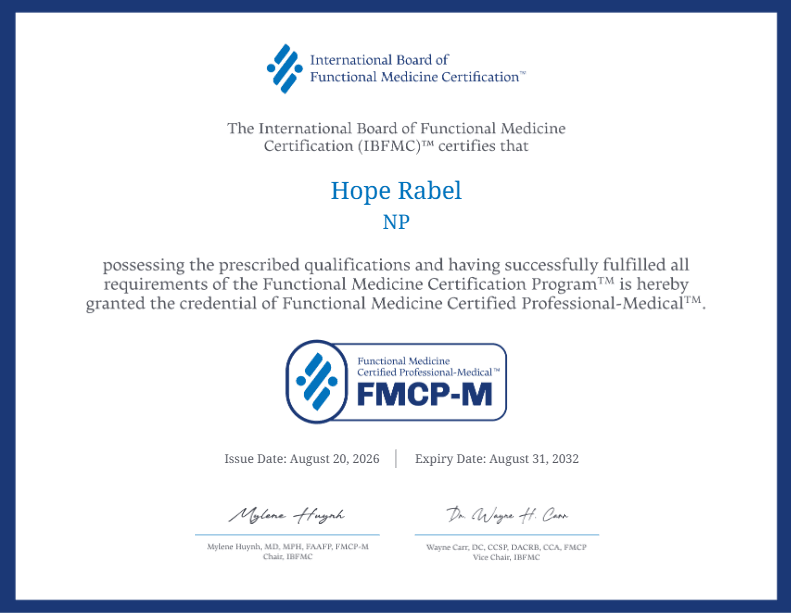 Functional Medicine Certified Professional - Medical (FMCP-M)-Hope Rabel