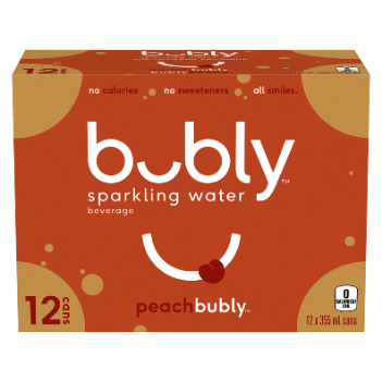 BUBLY SPARKLING WATER PEACH 12X355ML (22/TI)