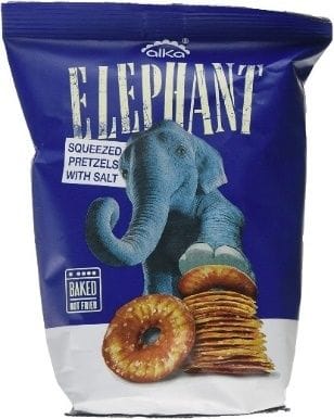 ALKA ELEPHANT PRETZELS - SEA SALT 12X180G (110/SKID)