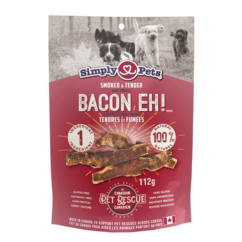 SIMPLY PETS ALL NATURAL DOG TREATS BACON EH! STRIPS 8X112G