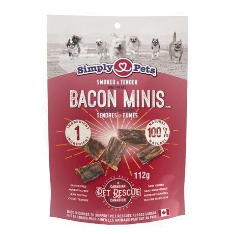 SIMPLY PETS ALL NATURAL DOG TREATS BACON MINIS 8X112G