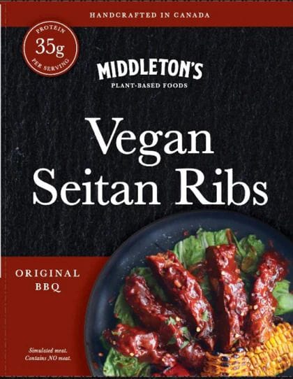 MIDDLETON'S PLANT-BASED FOODS - VEGAN SEITAN RIBS - ORIGINAL BBQ 360 G/ 12