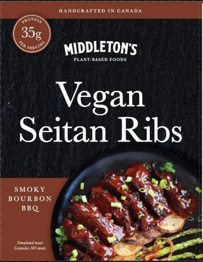 MPB 103 MIDDLETON'S PLANT-BASED FOODS - VEGAN SEITAN RIBS - SMOKY BOURBON BBQ 360 G/ 12 MPB 103 MIDDLETON'S PLANT-BASED FOODS - VEGAN SEITAN RIBS - SMOKY BOURBON BBQ 360 G/ 12