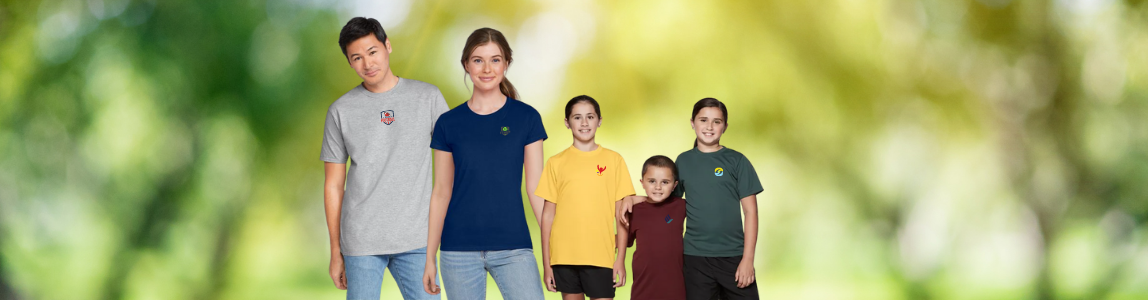People wearing custom branded promotional t-shirts