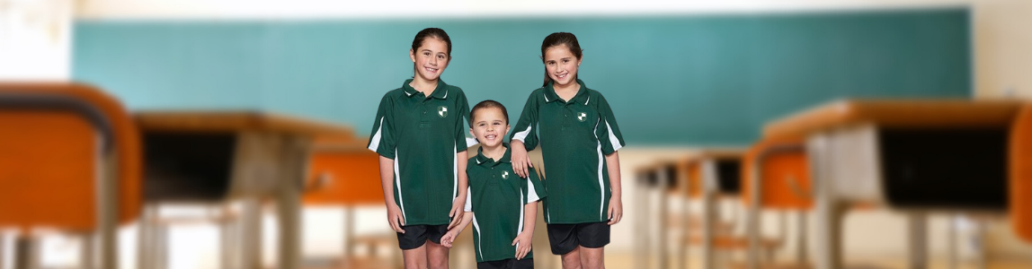 Kids wearing custom branded schoolwear