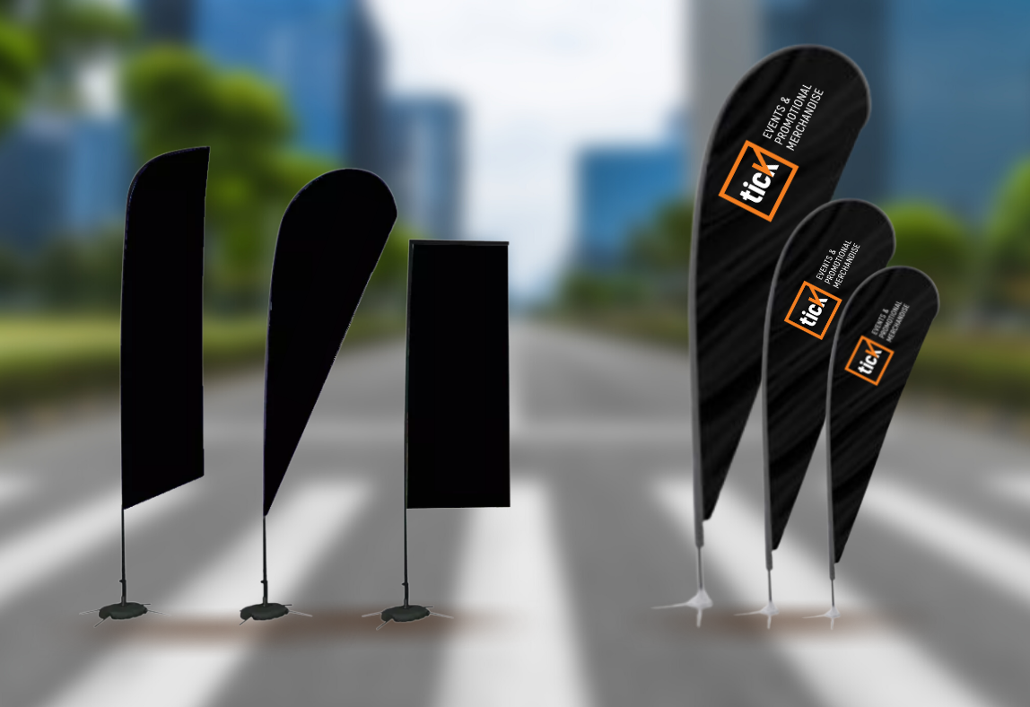 Black teardrop and wing banners
