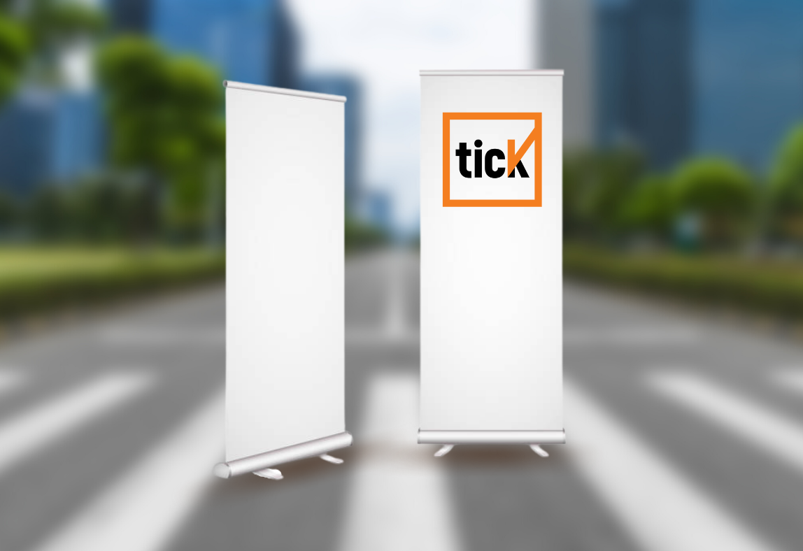 White pull-up banners