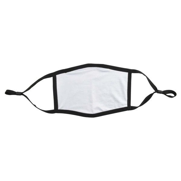 Black and white cotton facemask layed flat