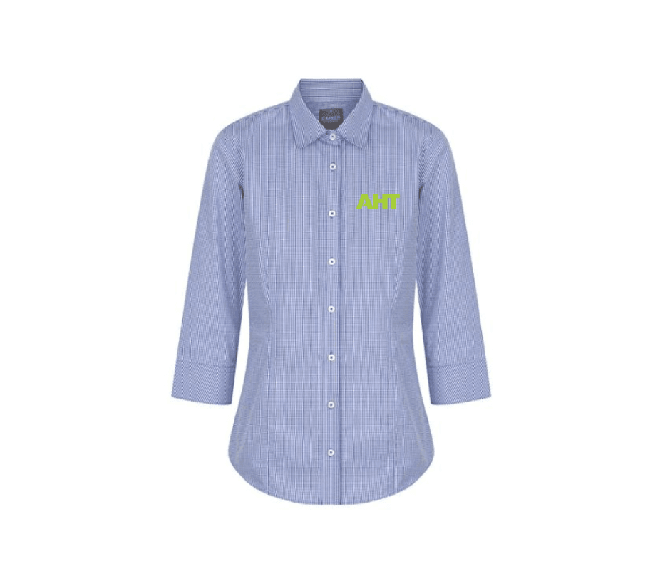 AHT Ladies 3/4 Sleeve Gingham Shirt AHT Ladies 3/4 Sleeve Gingham Shirt