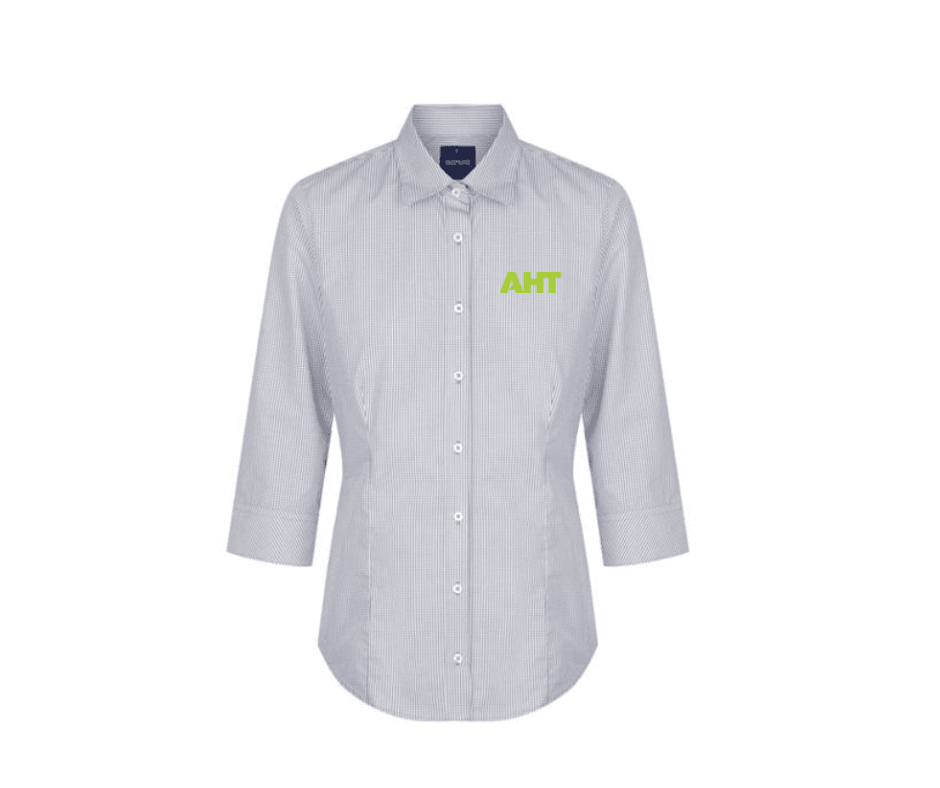 AHT Ladies 3/4 Sleeve Gingham Shirt