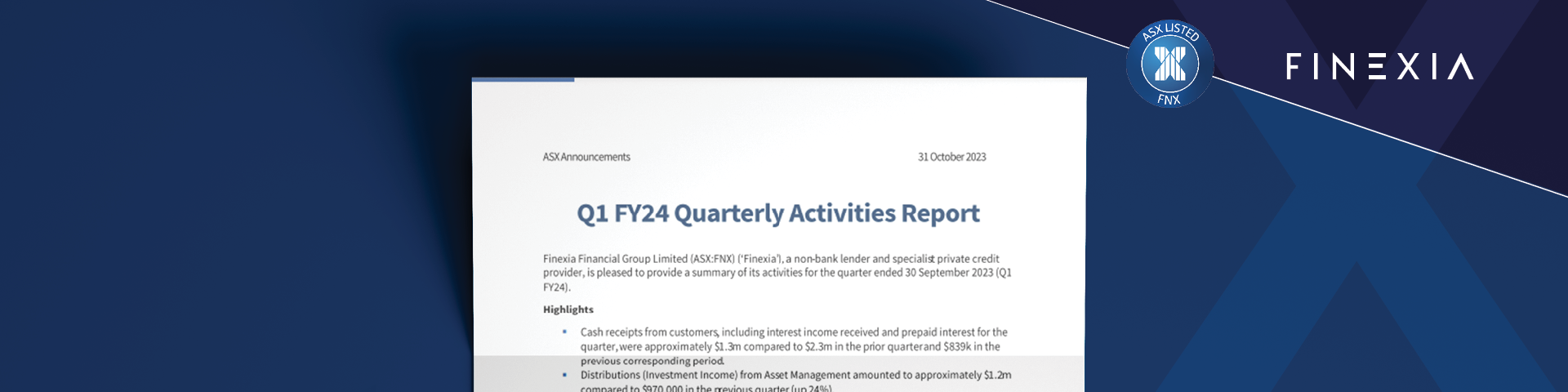 Q1 FNX FY24 Quarterly Activities Report