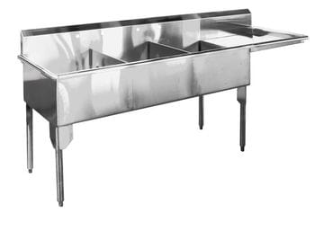 3 Compartment Sink with drainboard Model 24-60-3 DB