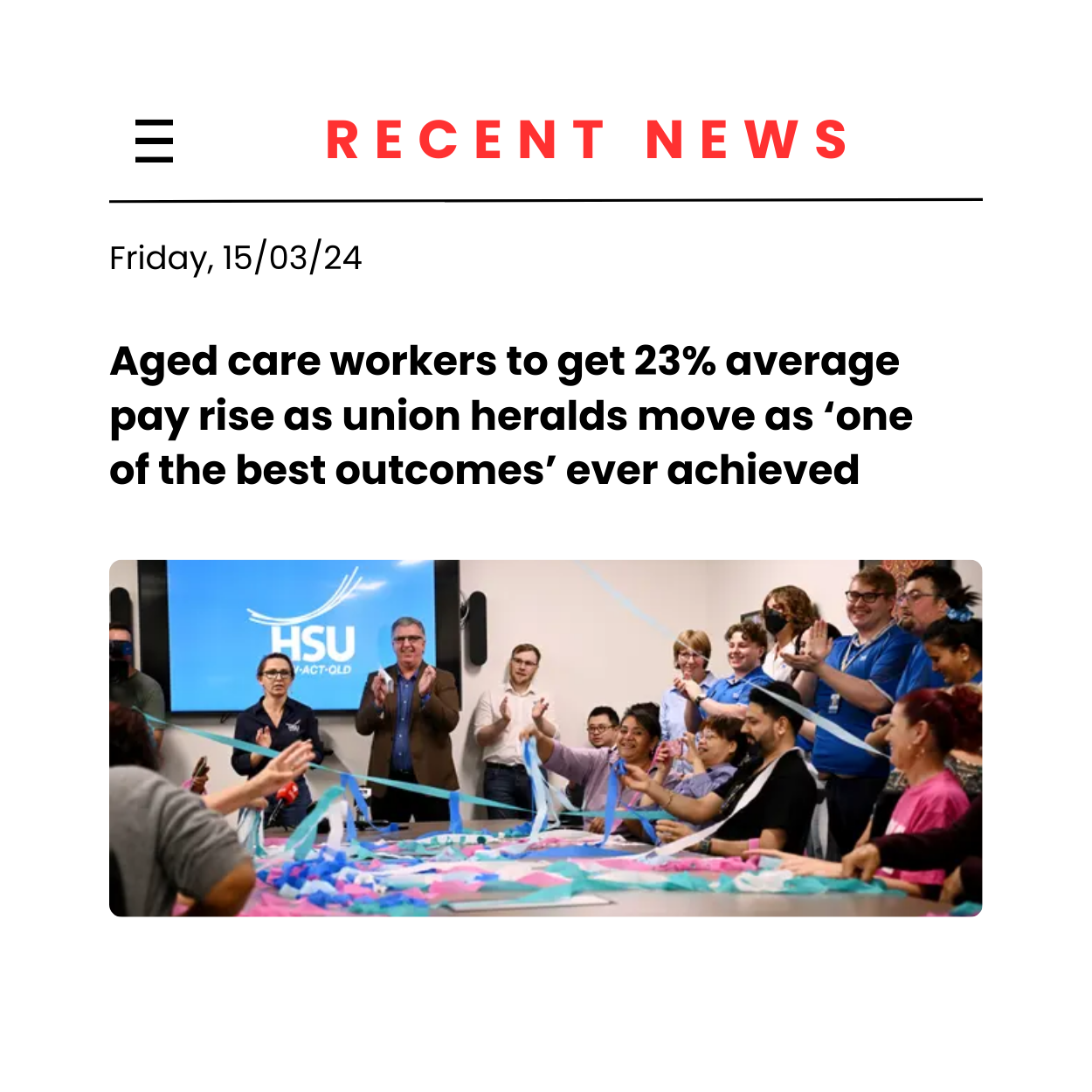 Aged care workers to get 23% average pay rise as union heralds move as ‘one of the best outcomes’ ever achieved