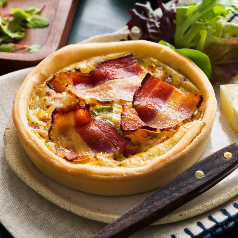 Individual Quiche Lorraine with Streaky Bacon