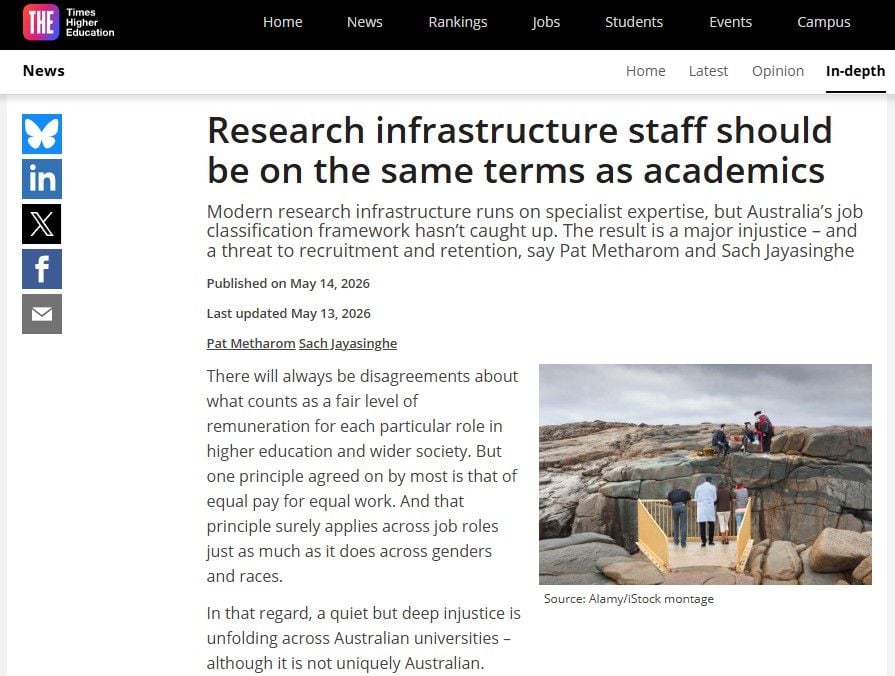 Research infrastructure staff should be on the same terms as academics