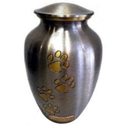 Paw Print Metal Urn - Silver