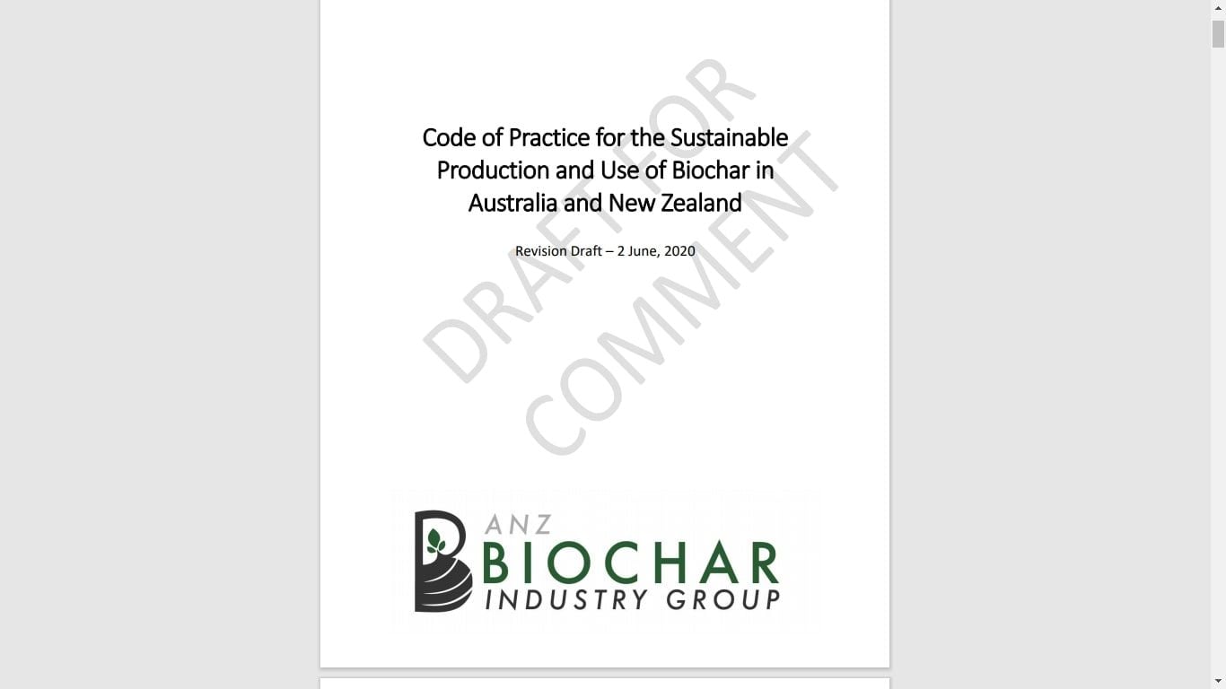 Biochar Code Of Practice