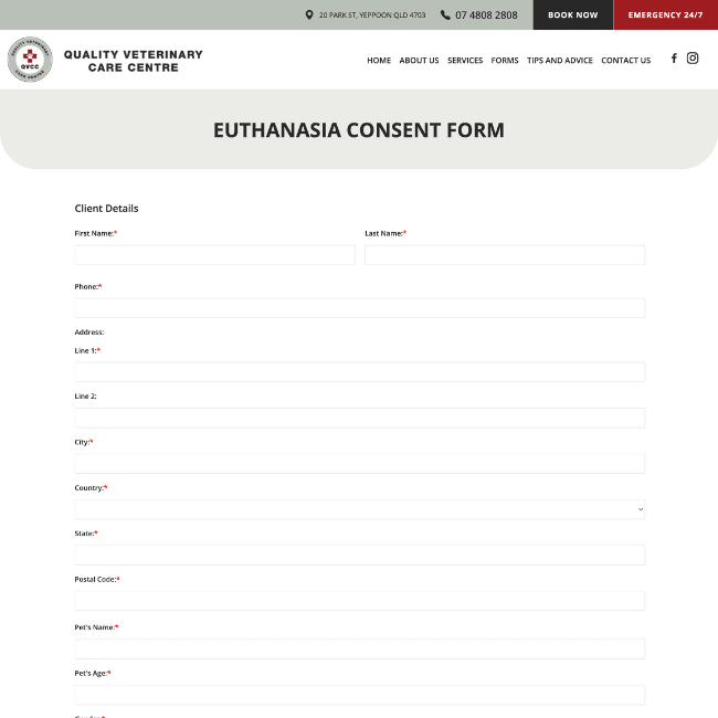 Euthanasia Consent Form Euthanasia Consent Form