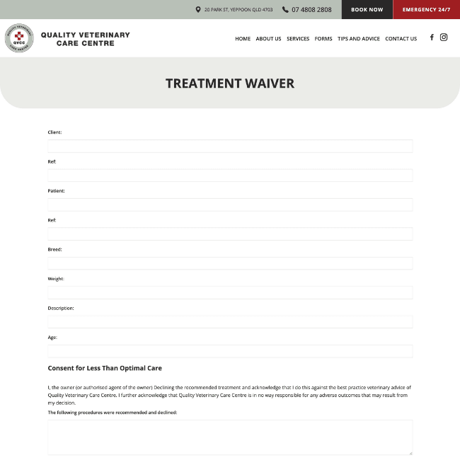 Treatment Waiver Treatment Waiver