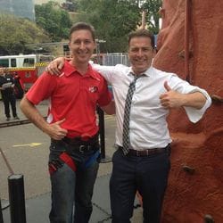 Wade Morse with Karl Stefanovic at the Channel 9 studio