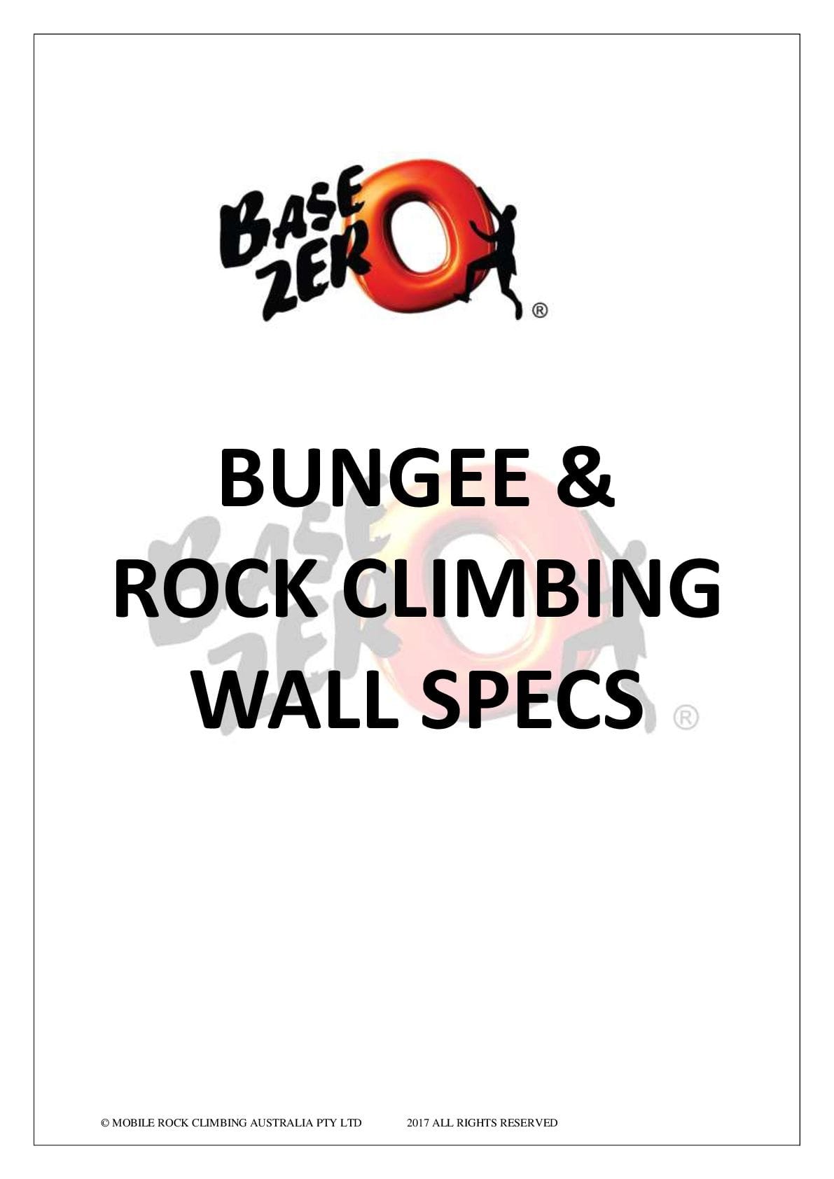 BUNGEE & ROCK CLIMBING WALL SPECS