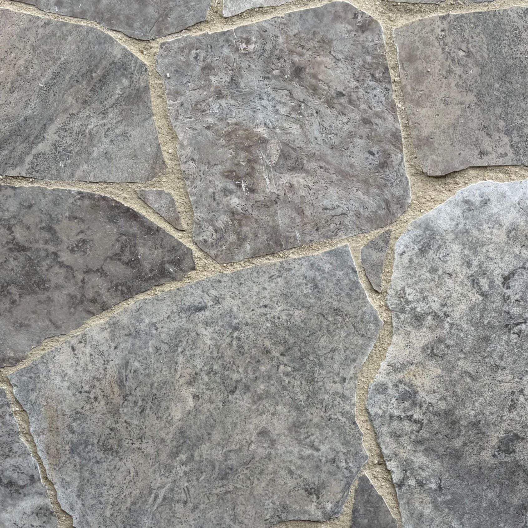 Silver Travertine Crazy Pave