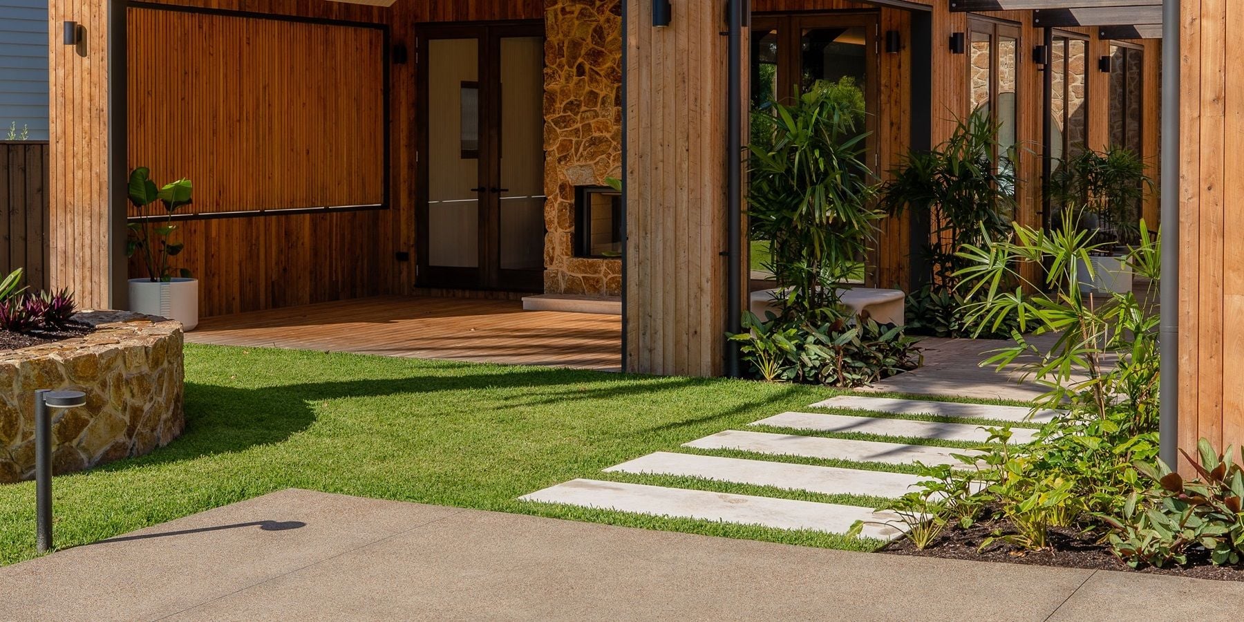 Natural stone pavers to help with indoor outdoor flow