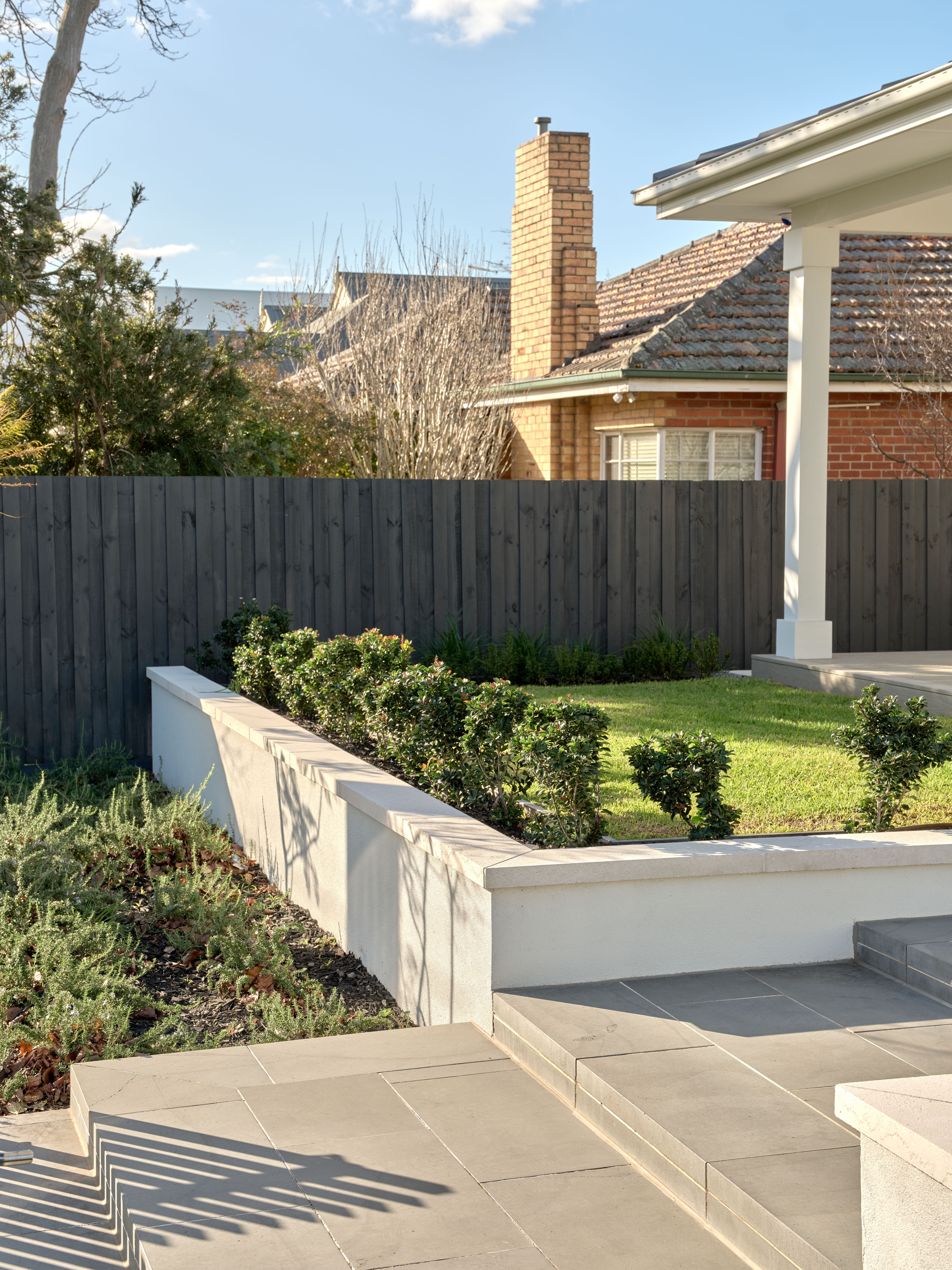 Midnight Bluestone Steps + Patara Limestone Capping