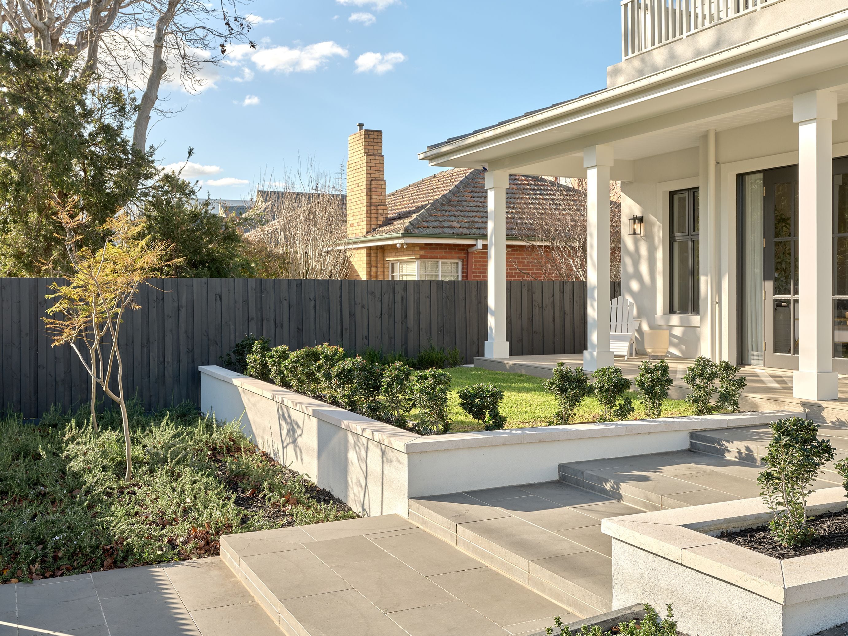 Midnight Bluestone Steps + Patara Limestone Capping