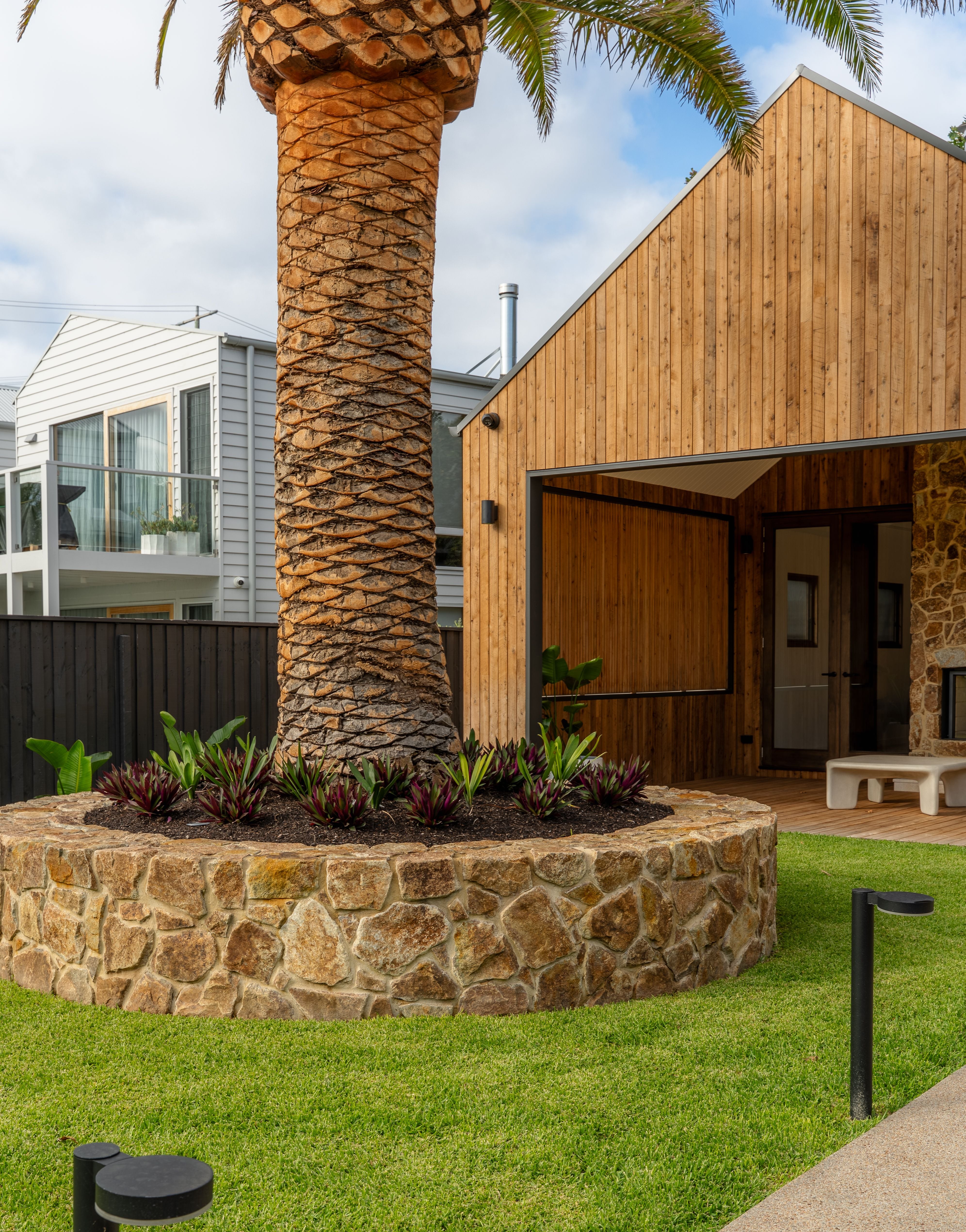 Classic Travertine Pavers + Colorado Wall Cladding