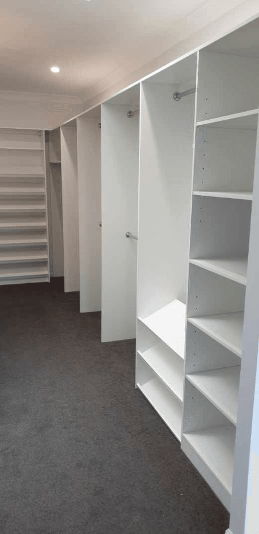 White WIR with long hang, double hang and sloping shoe racks