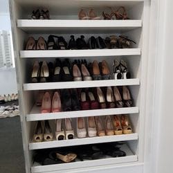 Slide out shoe shelf