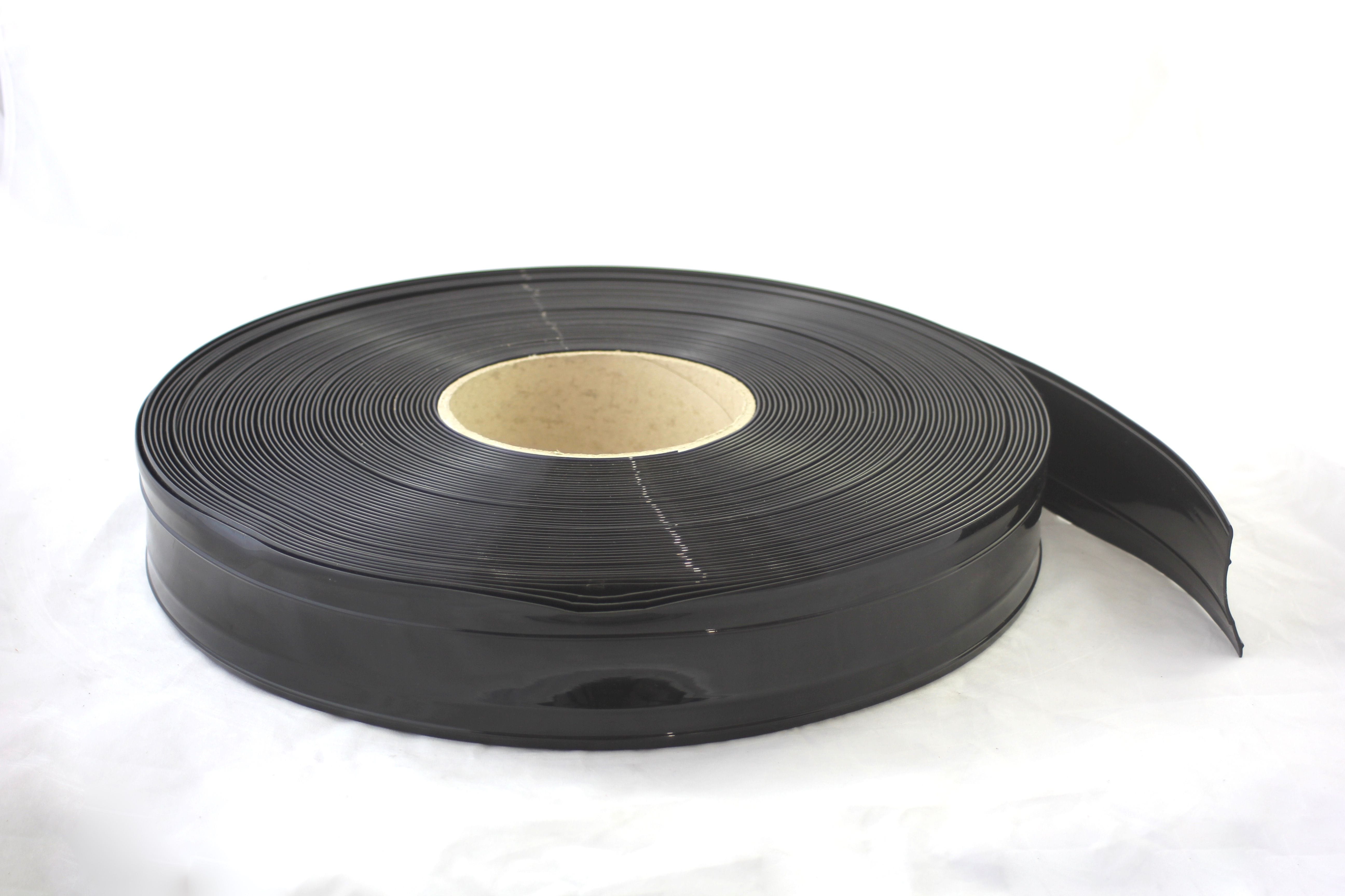 1.5mm thick x 75mm x 50 metres Black Ribbed  PVC Roll Normal Grade (Weight 10Kg)