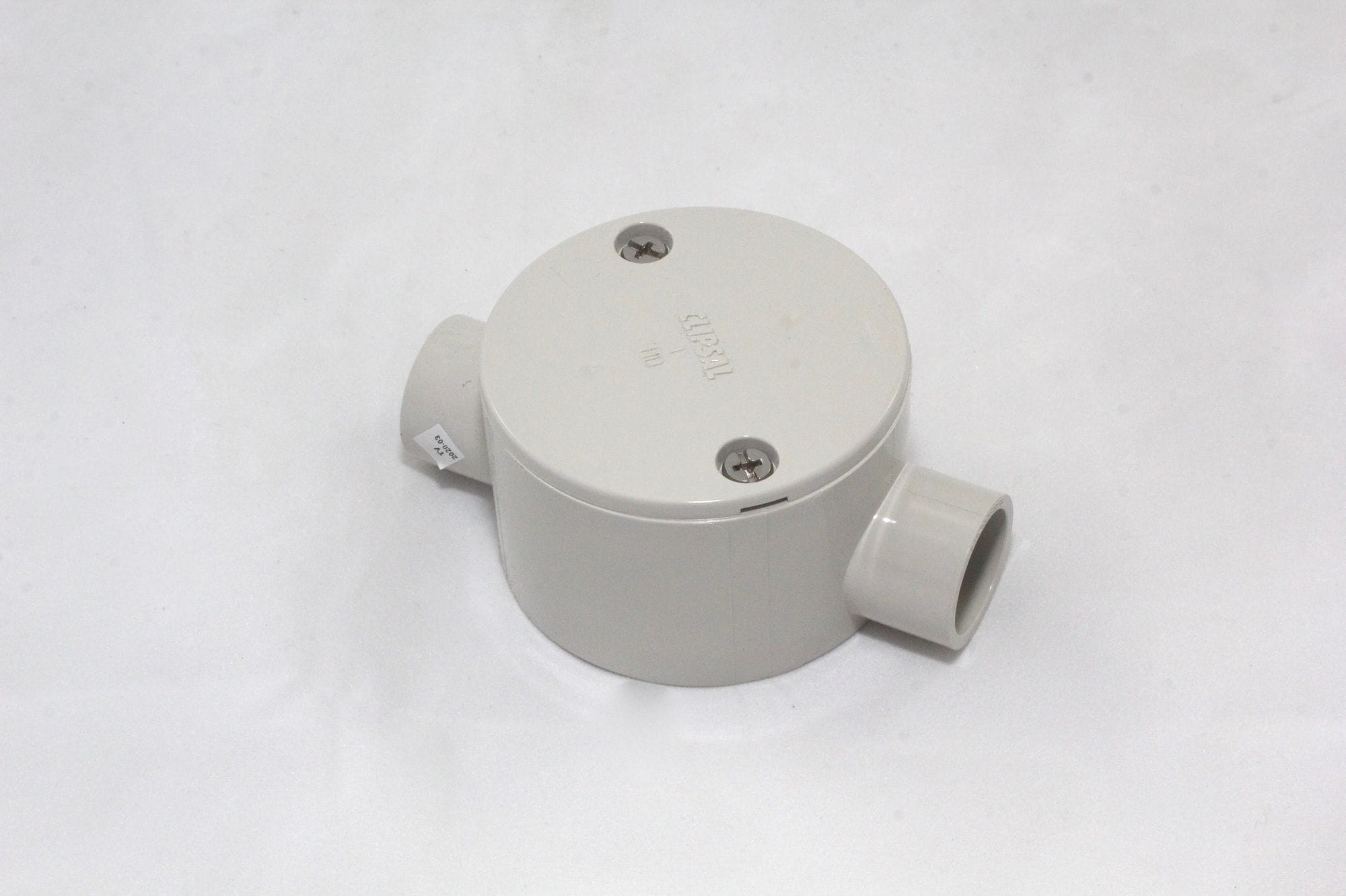 PVC Shallow junction box 20mm 2 way thru grey