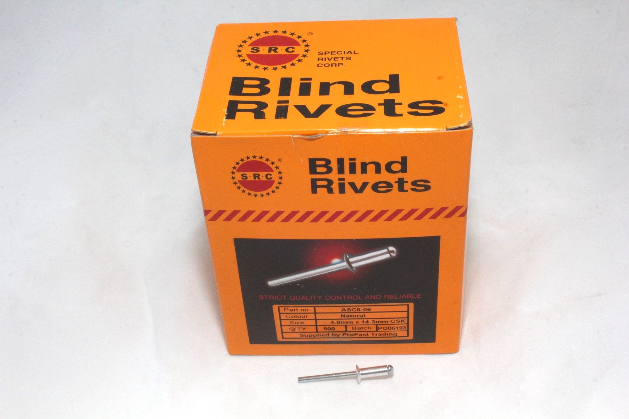 Rivet Aluminium CSK Stem Steel 4.8 x 14.3mm. Quantity 500