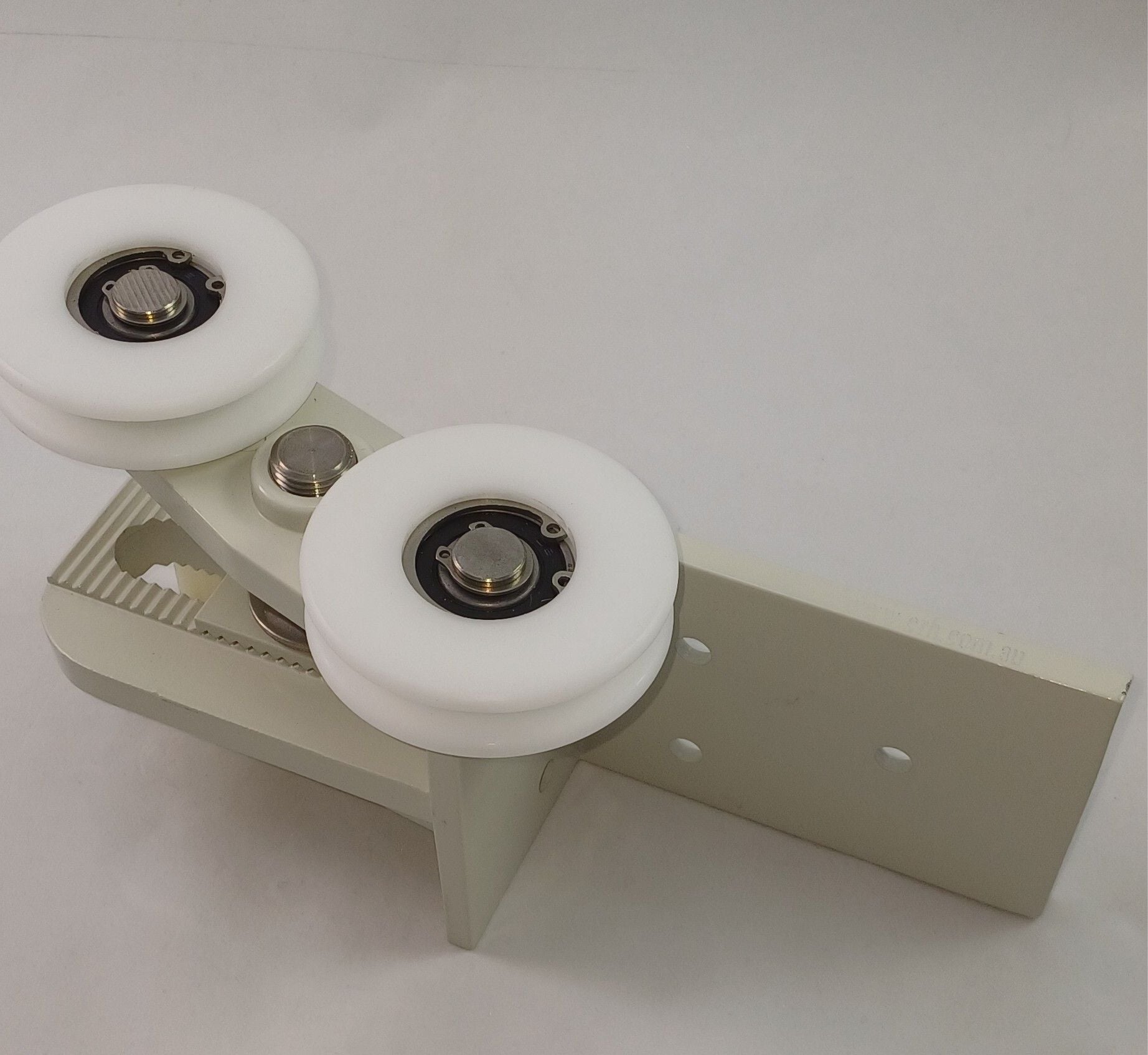LH large Hanging Bracket with Double Bogie & 75mm Roller Surfmist