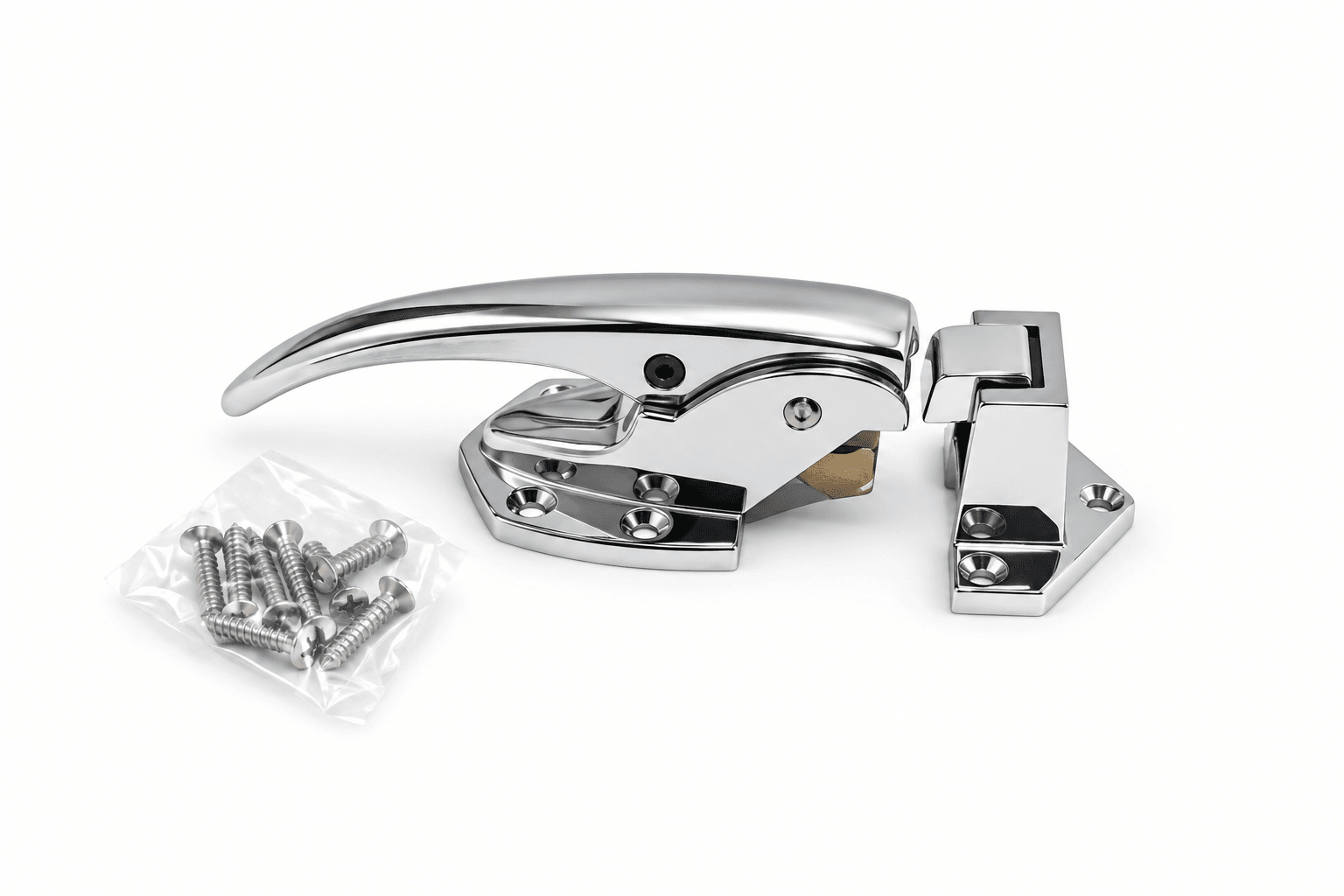 Chrome plated cabinet latch & strike.