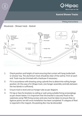 Kestrel Shower Tracks Installation Instructions