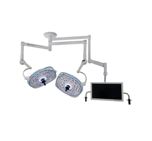 Dual, Variable-Focus 24 Inch LED Surgical Lighting Fixture with Monitor Arm